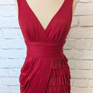 BCBG MaxAzria Size 0 Red Draped V-Neck Mini Dress